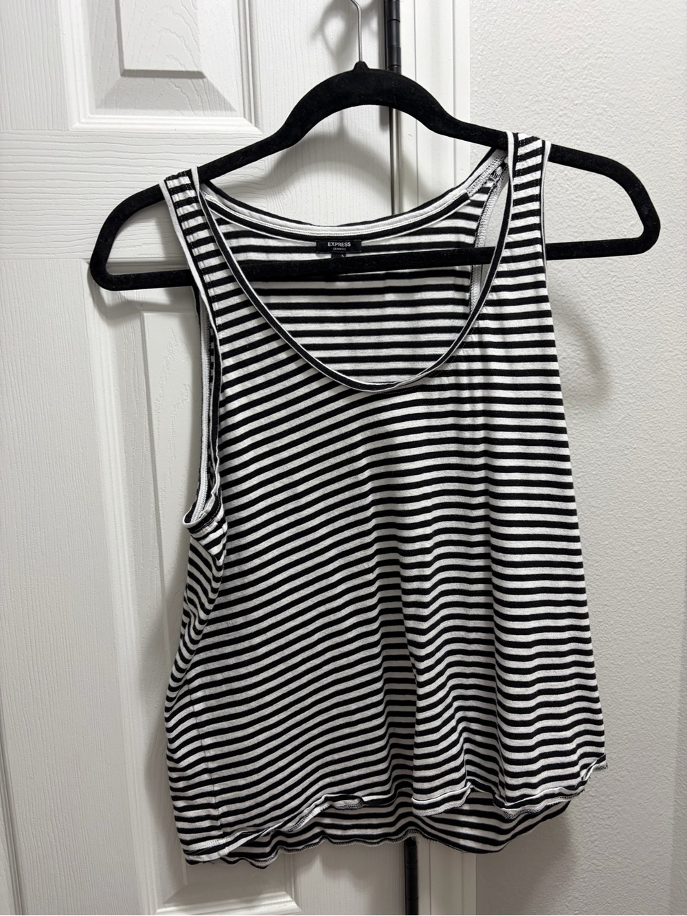 Express Black and White Striped Tank - Scoop Neck